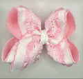 Pink Ruffle Lace Bow