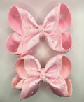 Pink Satin Lace Pearl Bow