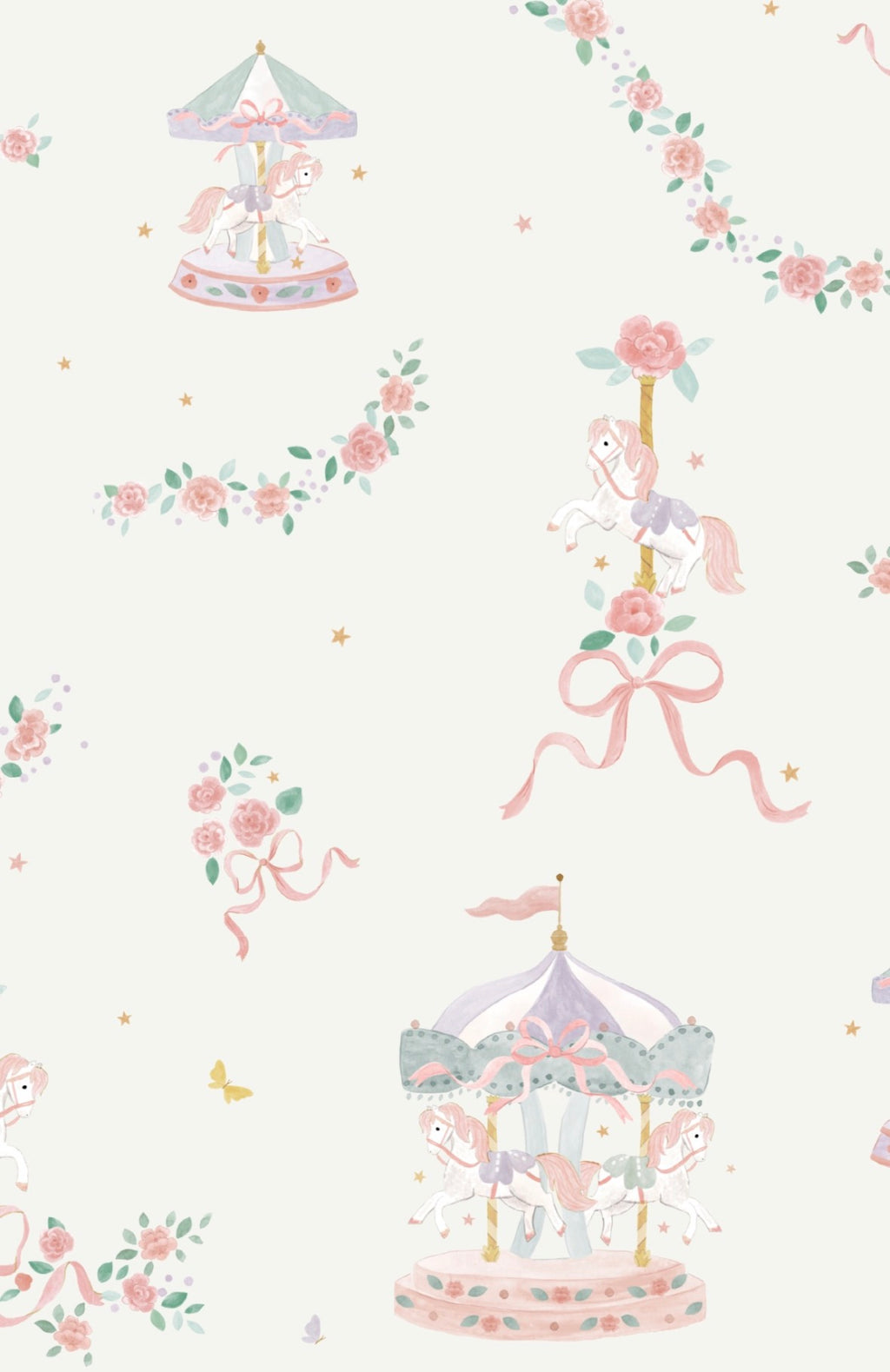 Carousel With Bows Ruffle Back Footie