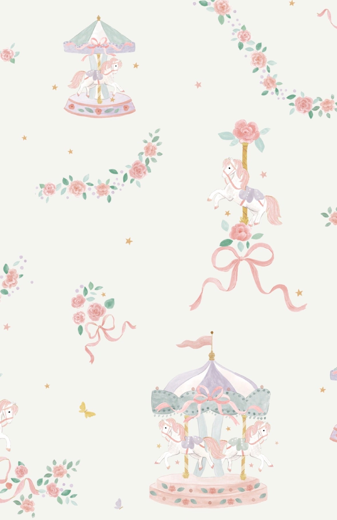Carousel With Bows Ruffle Back Footie