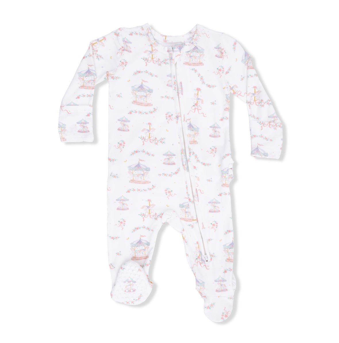 Carousel With Bows Ruffle Back Footie