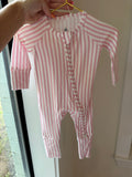 Cabana Pink Mini Stripe Sleep Romper